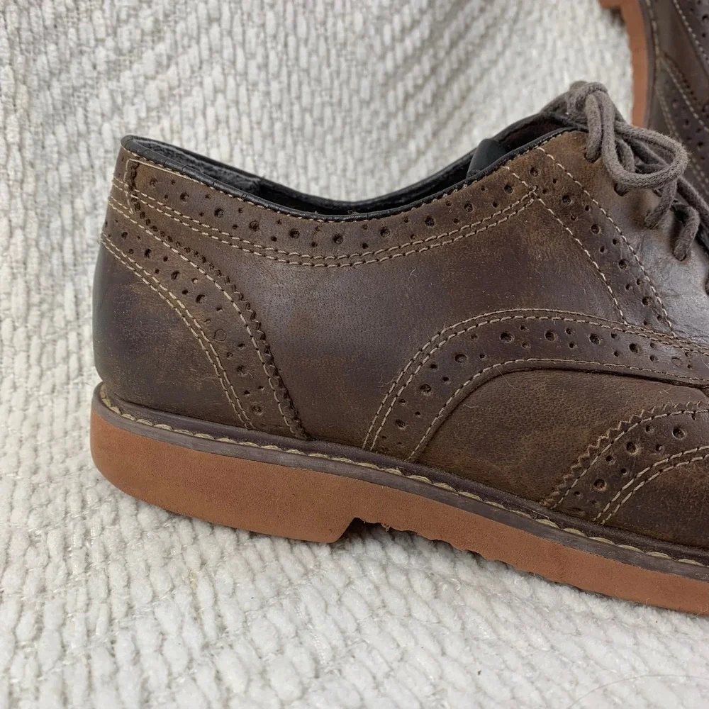 Nunn Bush Mens 10 Brown Leather Wingtip Brogue Oxford Dress Shoes Lace Up Casual